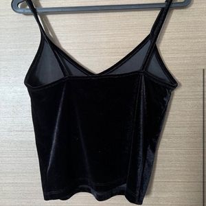 Forever 21 Black Velvet CropCami Top