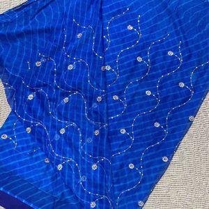 Blue Lehariya Saree