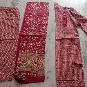 Cotton Suit Kurti Pant & Dupatta For Sell