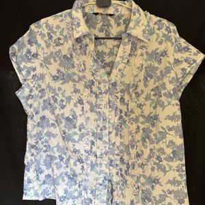 White Blue Floral Shirt