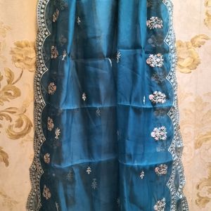 Pakistani Suit Brand New.Teal Green And White Moti