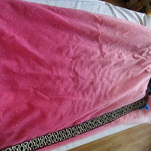 Pink Shade And Black Saree (Women's)