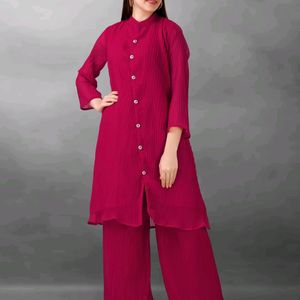 Women Georgette Kurti Palazzo Set