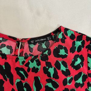 Red Leopard Print Dress Size S