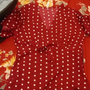 Red Polka Dot Short Kurti