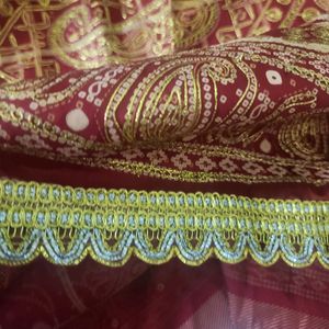 Bridal Saree Rust Red Chunri Complete New