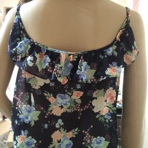 Navy Blue Floral Printed Top New Flower Design To