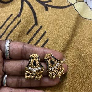 Jhumka in Golden and Black Set of 2