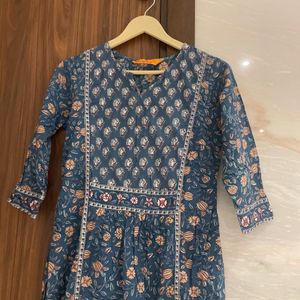 Beautiful Blue Indu Bindu Printed Kurta