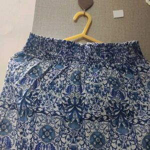 Blue Korean Skirt With Front bow