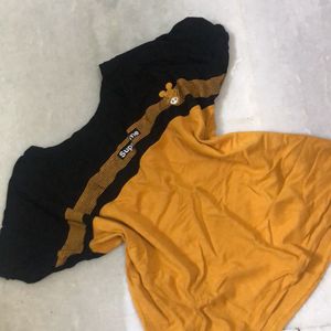 Yellow Baggy Crop Tee