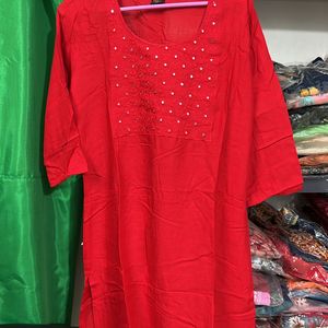 Short Red Kurti