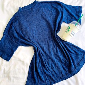 Pinterest Knitted Shinny Oversized Royal Blue Top