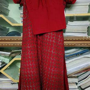 Red Full Work Kurta