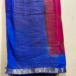 Fancy Dark Pink & Blue Saree