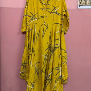 Mustard printed Anarkali Kurta