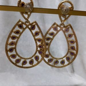 Party Purple And Golden Mix Earrings