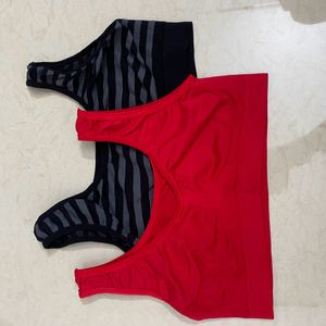 Sports Bra Light Weight Red And Black Combo Set