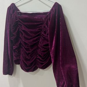 A Party Wear Crop Top - Vibrant Purple/wine Colour