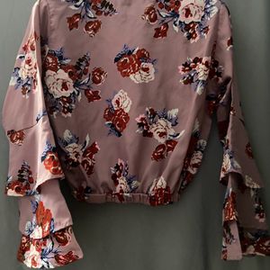 Puff Sleeve Floral Crop Top