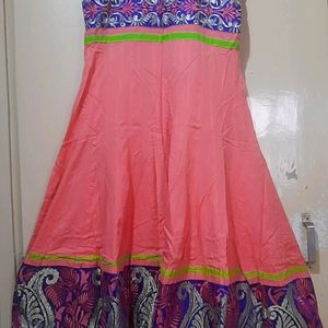 Pink And Blue Embroidered Anarkali Suit & Set