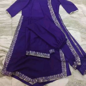 Geogette Embroidery Kurta Palazzo Set  With Duptta