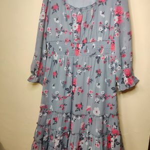 Grey Floral Dress