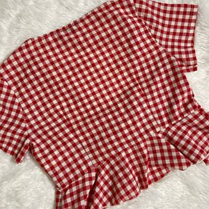 Shein Red Gingham Top