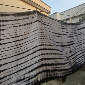 Black And White Tie Dye Print Chiffon Saree