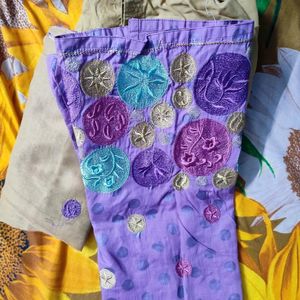 Purple Cream Ethnic Wear With Dupatta