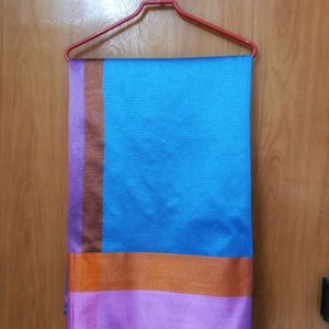 New blue silk & cotton blend saree