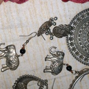 Old Oxidised Earrings And A Necklace