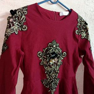 PG Trendy Designer Party Top Flared Maroon