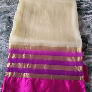 Organza Saree With Double Shade Border