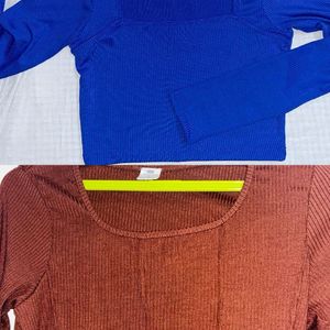 Blue And Brown Crop Top For Women