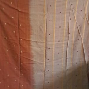 Cotton Blend Saree Rust Colour