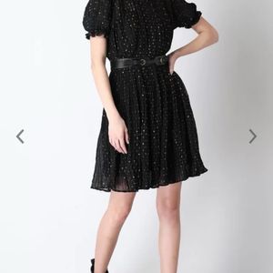 Faballey Black & Gold Foil Print Dress