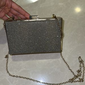 Gold Clutch With Detachable Sling