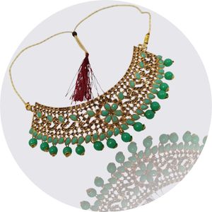 Gold-Plated Kundan Mint Green Choker Necklace Set