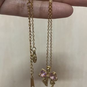 Pink Bow- Anti Tarnish Chain - Brand New