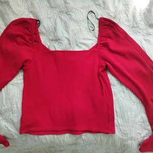 Clearance💥H&M Brand New Cherry Red Puffed SleeveT