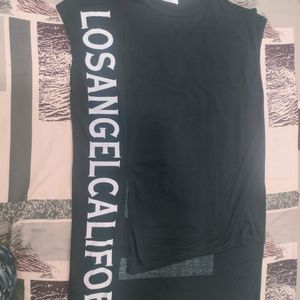 Typography Printed Sleeveless Long Top