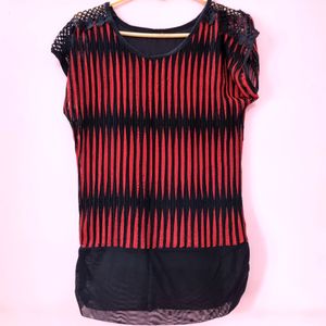 51. Red And Brack Braided Design Top