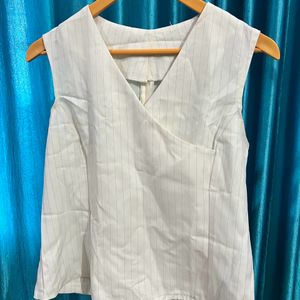 White Pinstripe Line Suit Vest