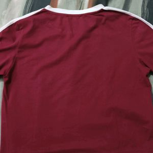 Maroon Rainbow Design Cropped Tshirt ,