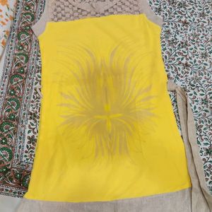 Unused Jute Yellow Dress With Belt