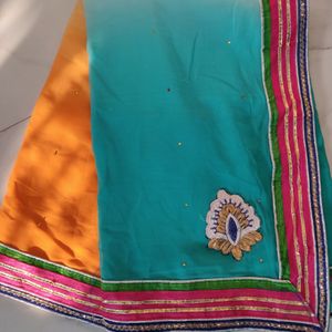 🧡🤍💚Beautiful Multi Colour Saree