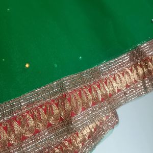 Banarasi Red and green colour half saree