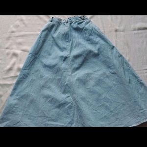 Blue Denim Flared Frock Skirt