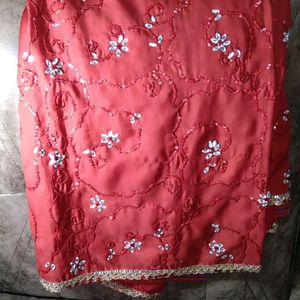 heavy hand work synthetic saree